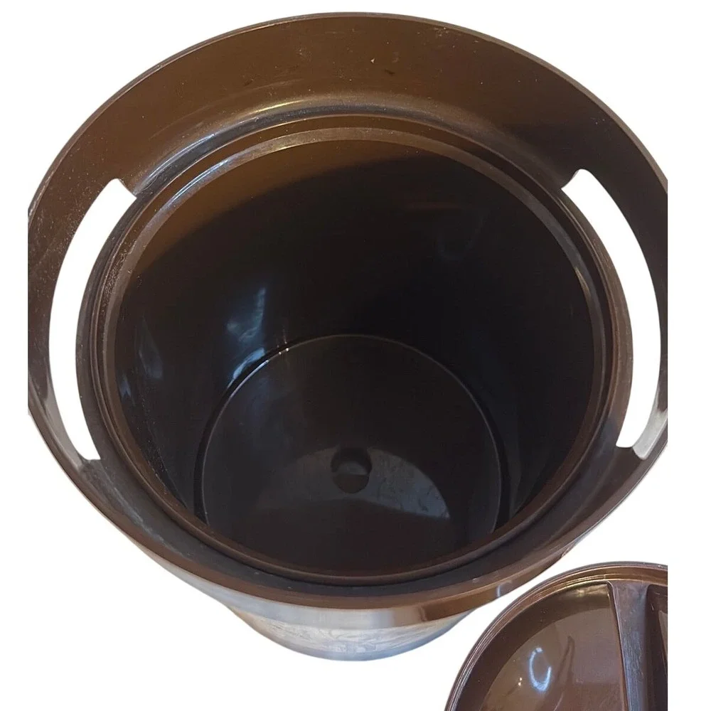 Thermo-Serv Golden Harvest Wheat Plastic Ice Bucket with Lid Brown Cream Vintage
